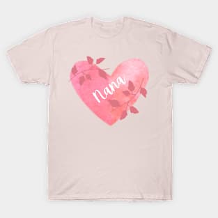 "Nana" Pink Heart with Leaves T-Shirt